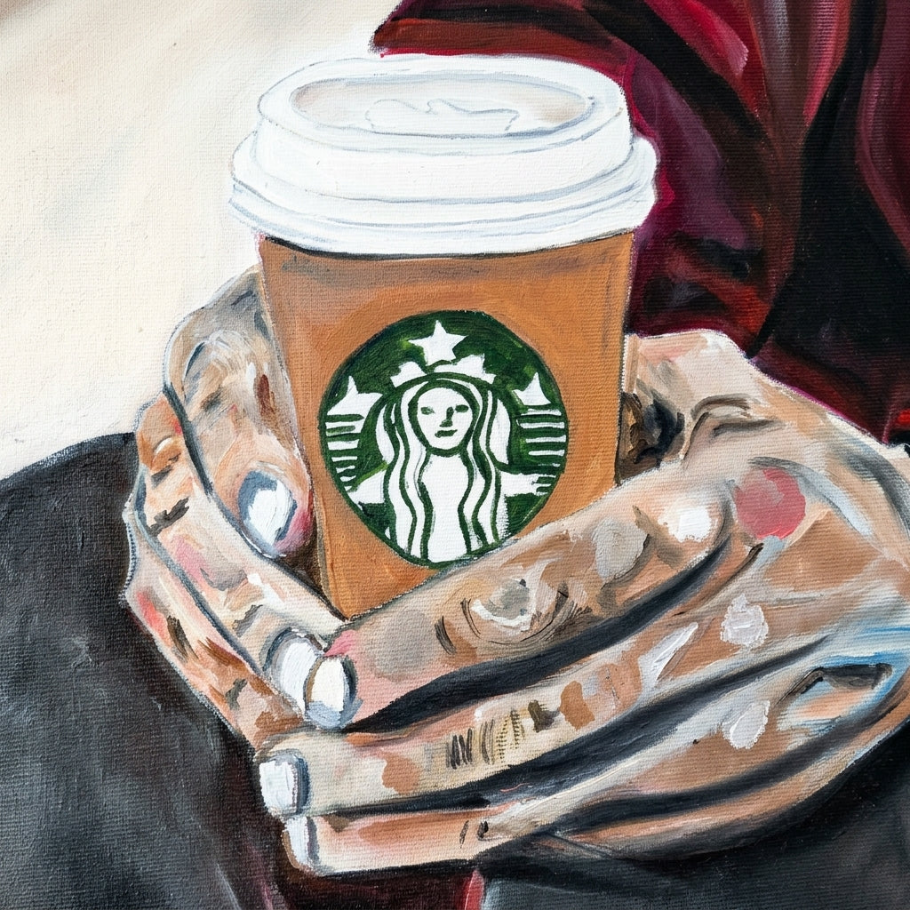 Coffee Break — detail, oil painting by Dana Edri