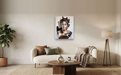 Fragments — shown to scale above a sofa, oil painting by Dana Edri